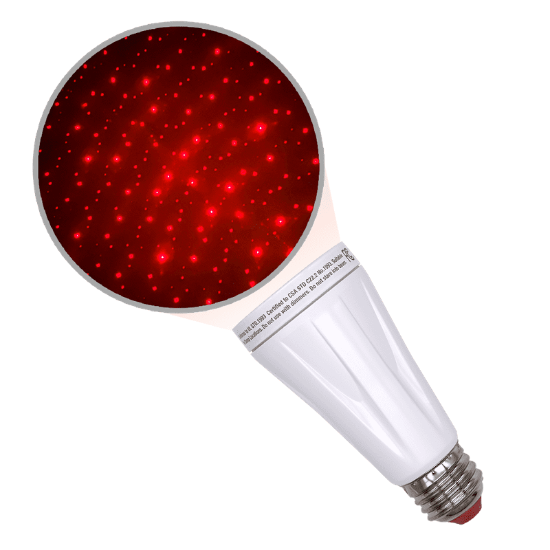 blissbulb laser lightbulb in red