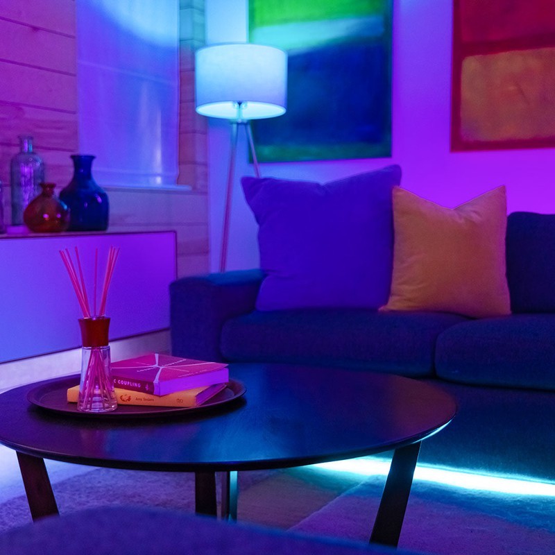 blissglow multicolor led strips in living room