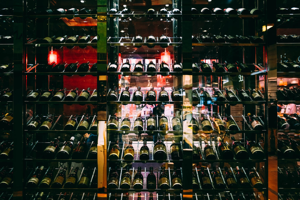 wine bottles backlighting