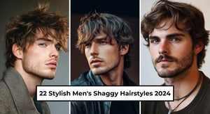 This featured image showcases three different men's shaggy hairstyles that highlight the versatility and stylish appeal of shaggy haircuts for 2024. 