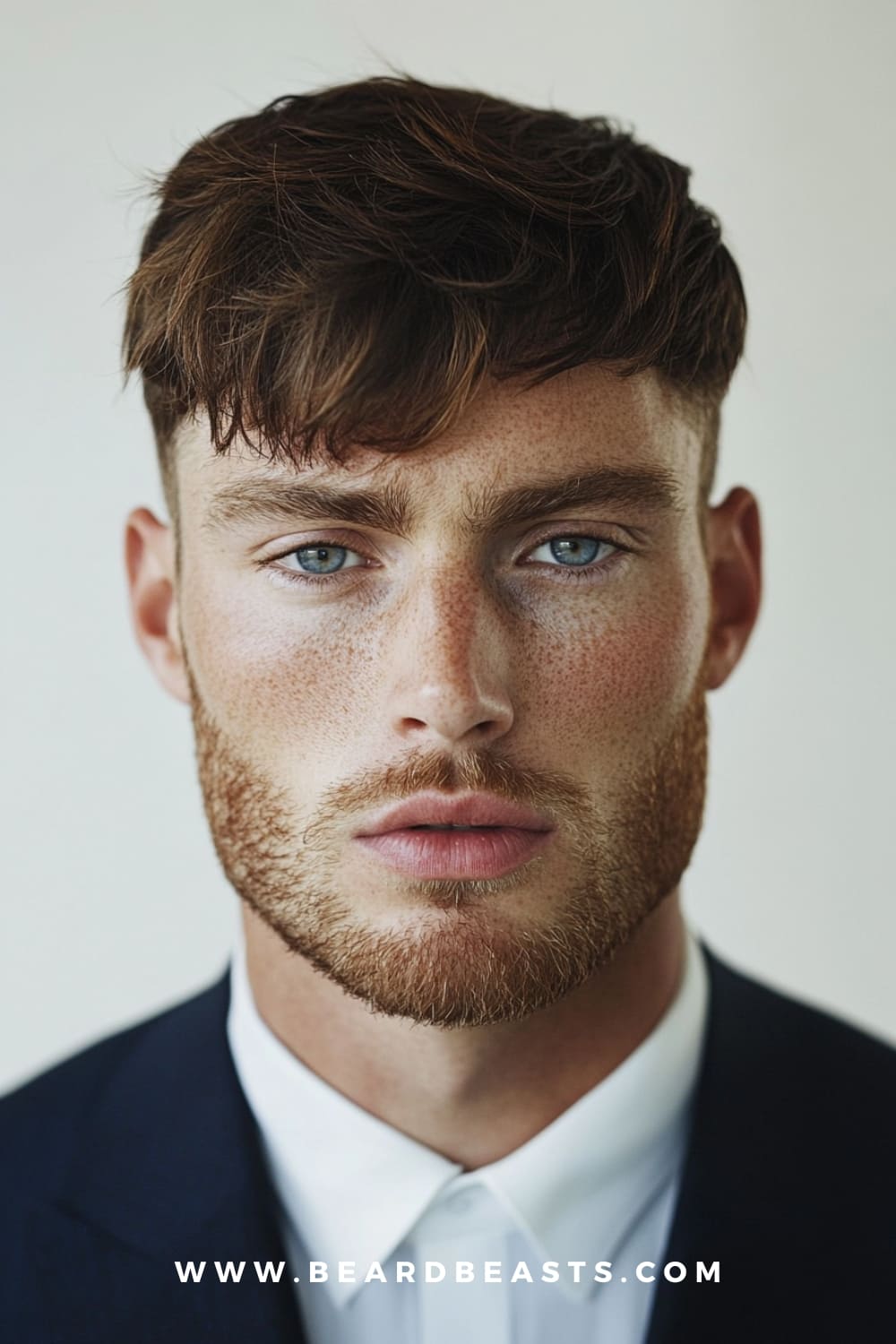 Angular fringe hairstyle for men with square faces, featuring a layered, tousled fringe that softens strong facial angles while adding texture and a bold, contemporary style