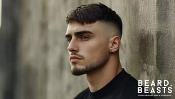 Side profile of a man showcasing a sleek bald high fade haircut with neatly shaved sides and a textured top.