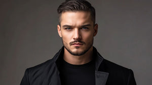 Man with a sleek, long hairstyle brushed back from the forehead, showcasing a stylish option among hairstyles for men with big foreheads. 