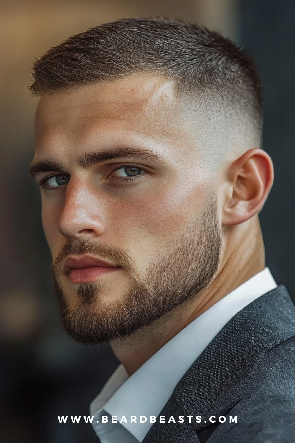 Crew Cut - A popular Short Professional Men’s Hairstyle featuring a clean, low-maintenance look with a sharp fade, perfect for a polished and business-ready appearance.