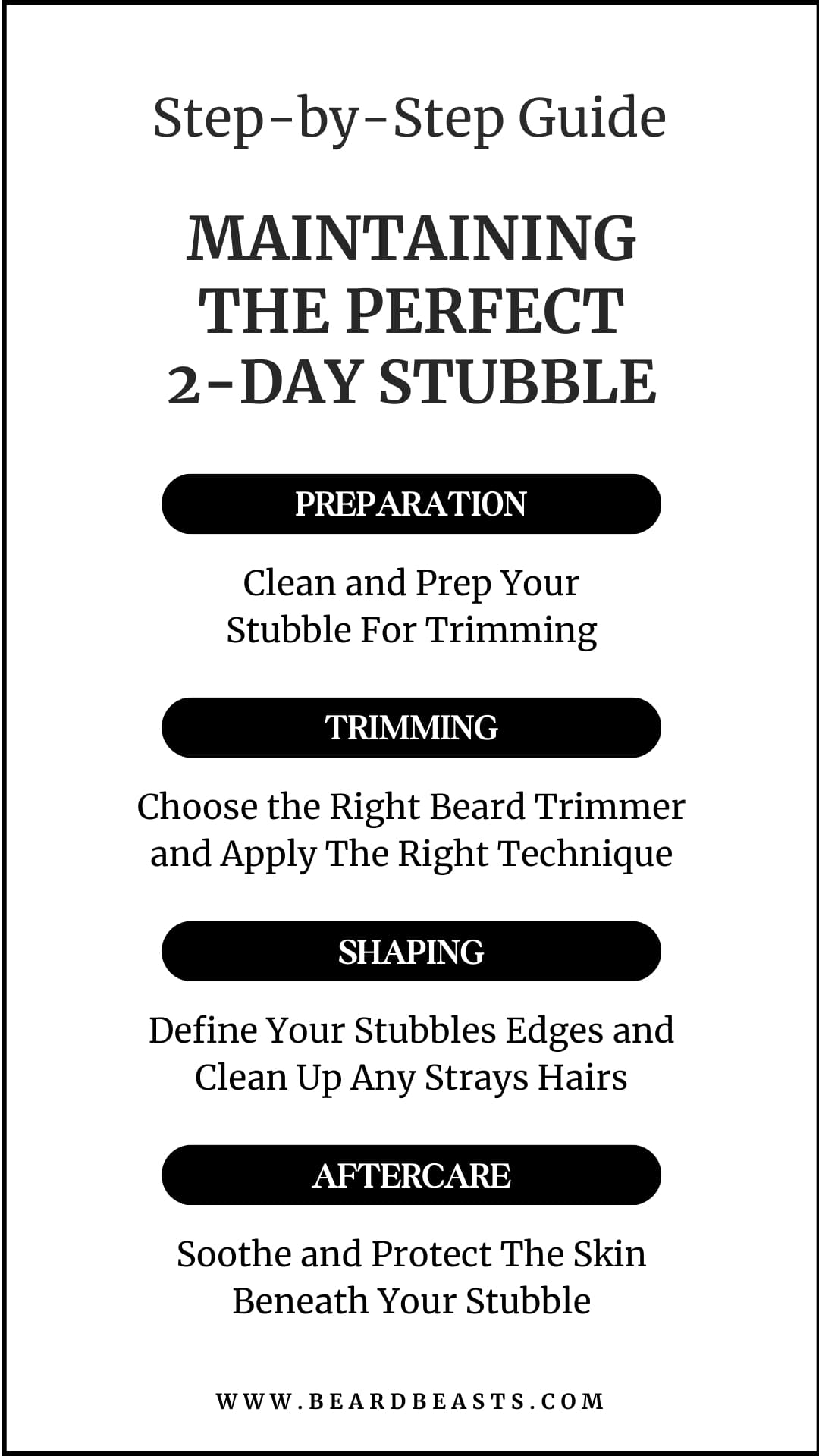 This is an infographic showcasing the steps of maintaining 2 day stubble