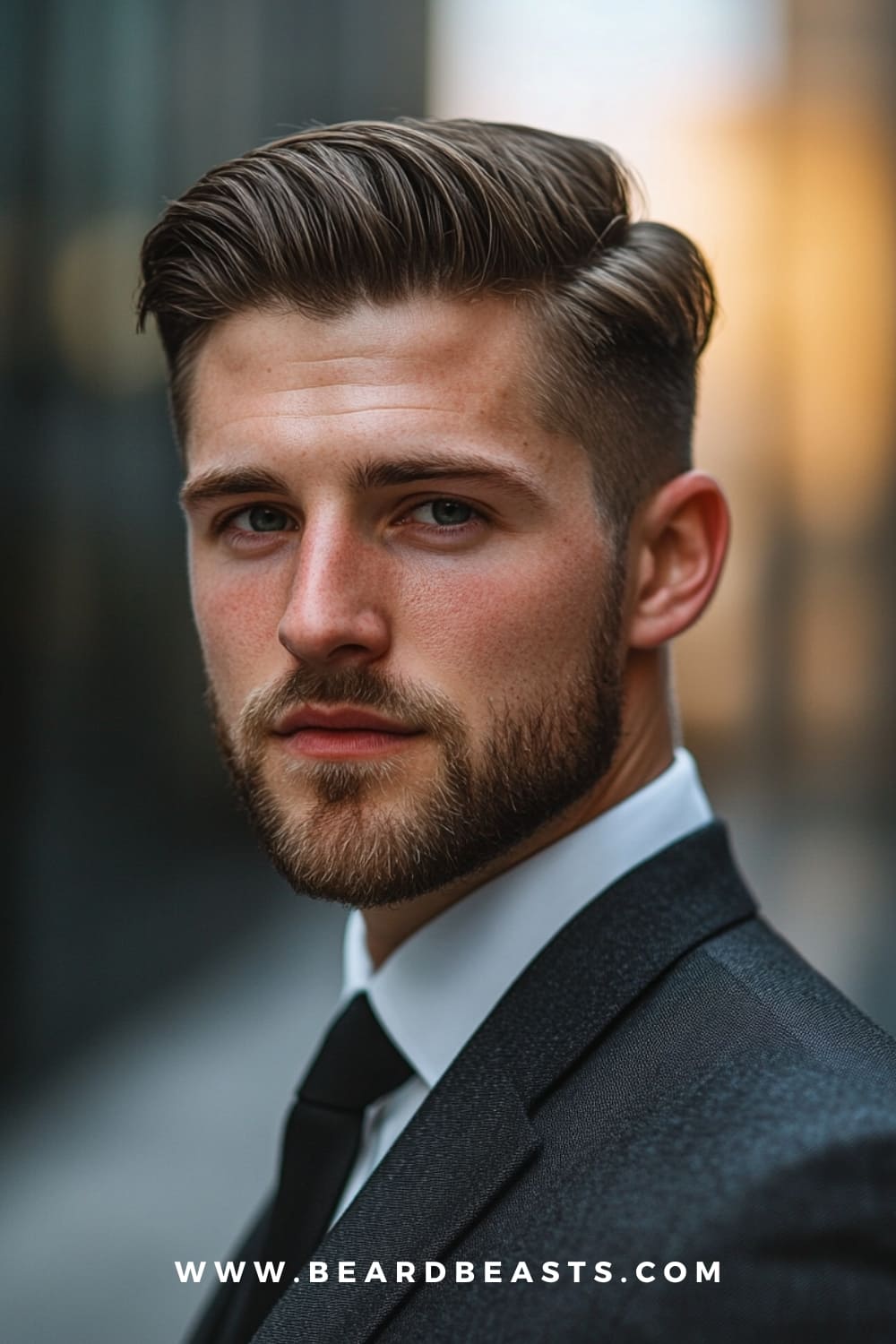 Classic side part hairstyle for men with square faces, combining clean lines and a sleek part to soften strong facial angles while delivering a polished, timeless look.
