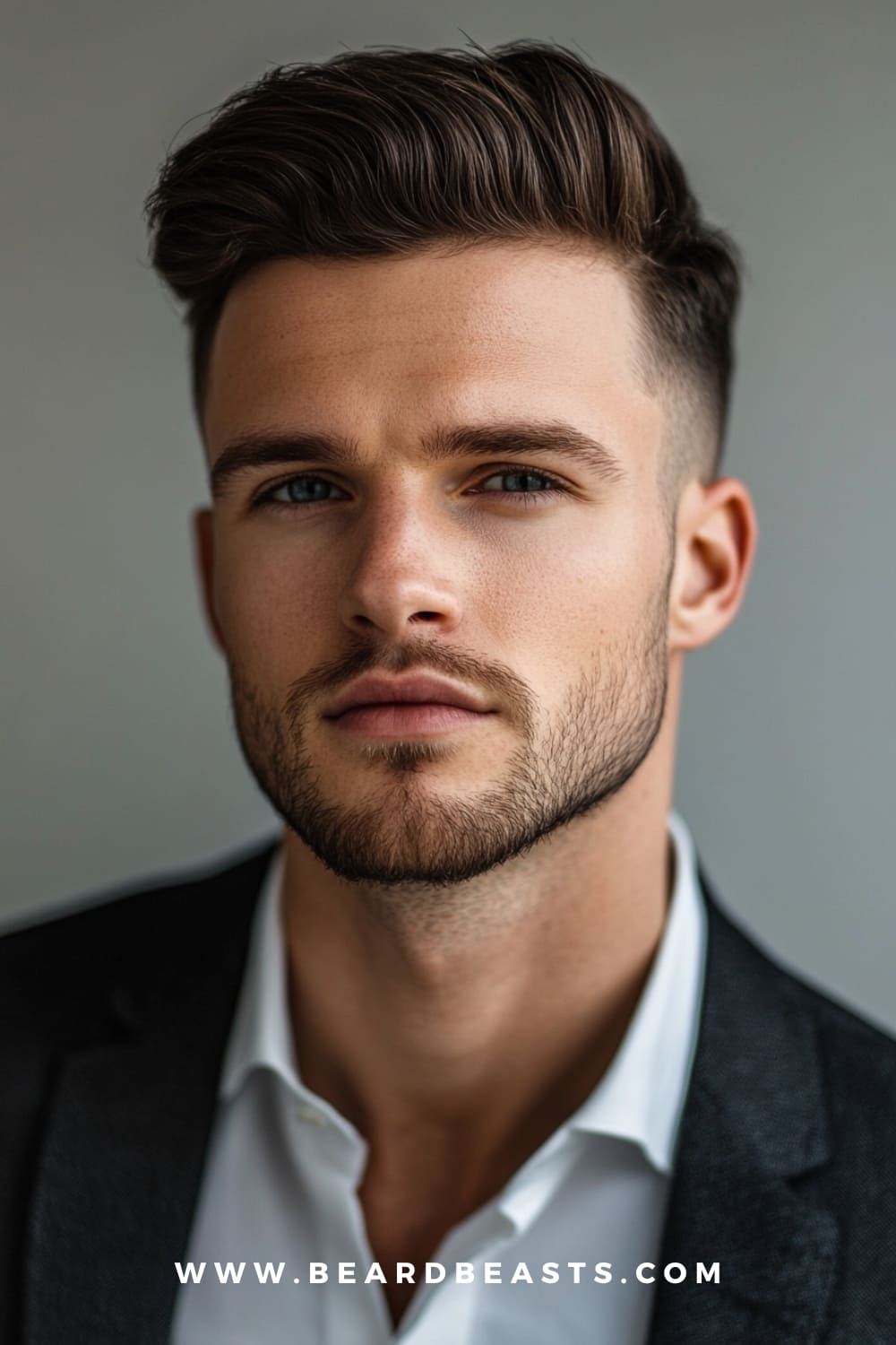 Textured Quiff - A stylish and modern Medium-Length Professional Men’s Hairstyle featuring voluminous, textured layers on top with tapered sides, perfect for a sharp and trendy business look