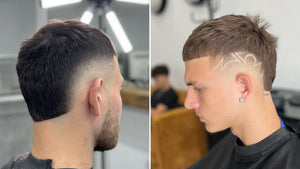 Side-by-side comparison of two trendy Short Hair Burst Fade styles.