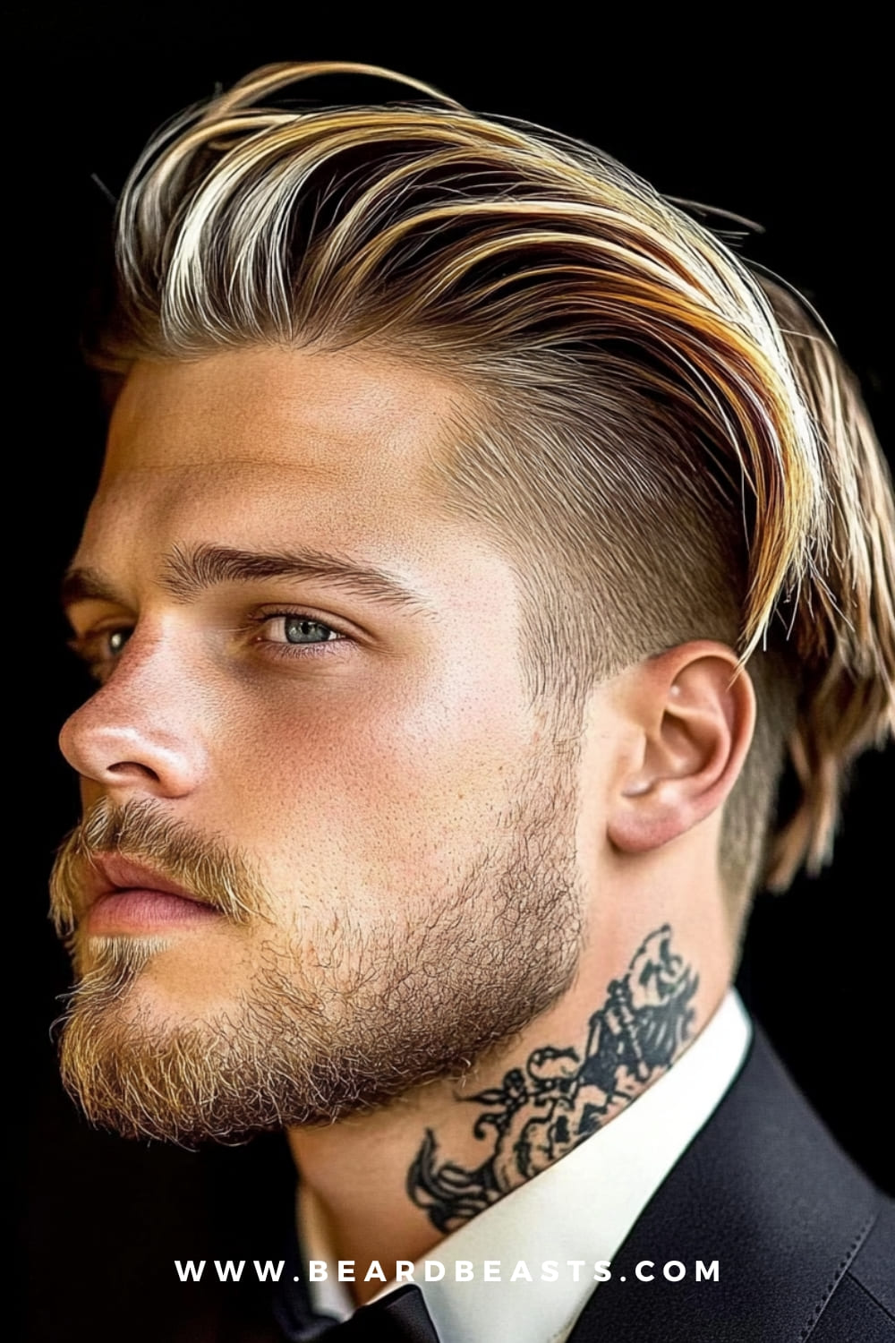 Wavy Hair with Side Part Hairstyle - A stylish gentleman's haircut featuring wavy textured hair with a defined side part, paired with a subtle fade for a modern and elegant look.