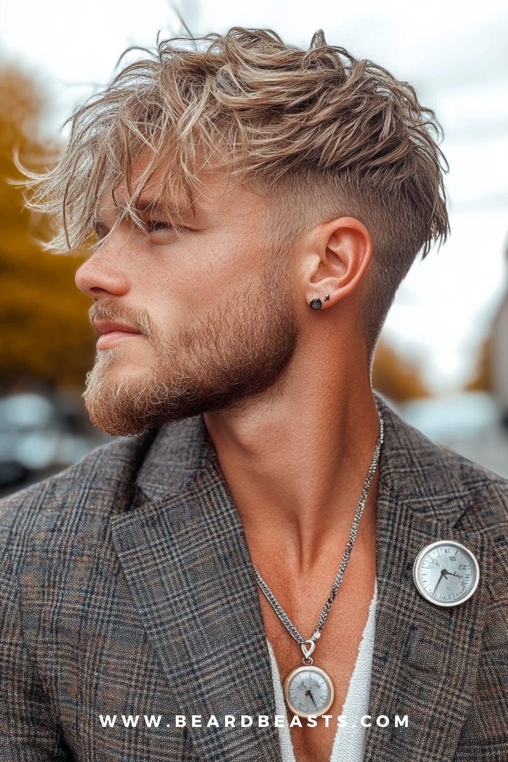 Textured Crop Hairstyle - A trendy gentleman's haircut featuring messy, textured hair on top with short faded sides, giving a relaxed yet stylish appearance. Perfect for a casual, modern look.