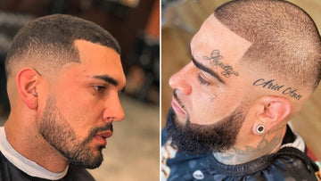 Side-by-side view of two men with mid fade buzz cuts, showcasing the versatility of this style.